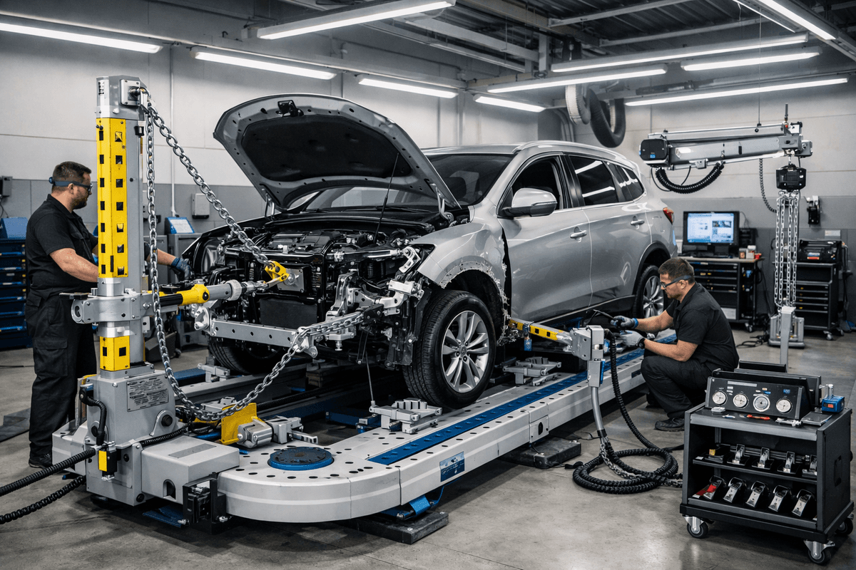 نقدم خدمة إصلاح الهياكل والصدمات بأعلى معايير الدقة والاحترافية. نستخدم أحدث أجهزة الشد والسحب الهيدروليكية التي تعيد هيكل سيارتك إلى مقاسات المصنع الأصلية، مما يضمن استعادة الأمان والأداء المثالي للسيارة بعد الحوادث، سواء كانت طفيفة أو كبيرة.